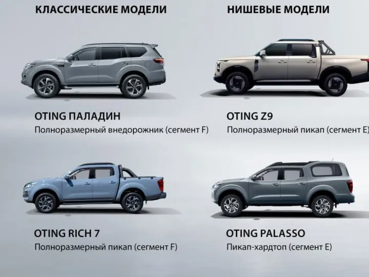 Пикапы Oting Z9 и Oting Rich 7 готовы к выходу на российский рынок