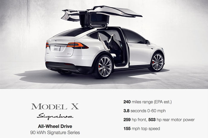 Названа цена серийного варианта кроссовера Tesla Model X